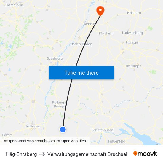 Häg-Ehrsberg to Verwaltungsgemeinschaft Bruchsal map