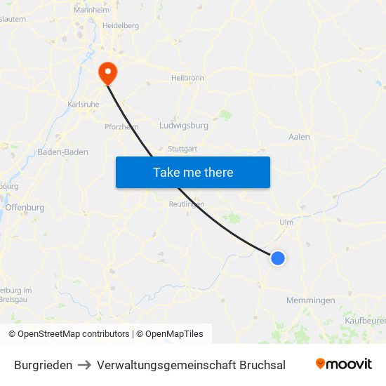 Burgrieden to Verwaltungsgemeinschaft Bruchsal map