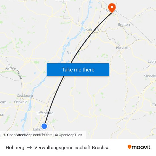 Hohberg to Verwaltungsgemeinschaft Bruchsal map