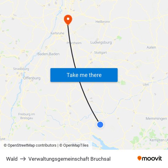 Wald to Verwaltungsgemeinschaft Bruchsal map