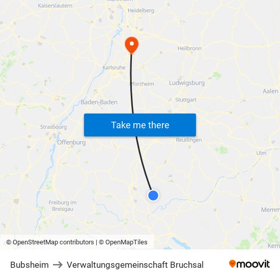 Bubsheim to Verwaltungsgemeinschaft Bruchsal map