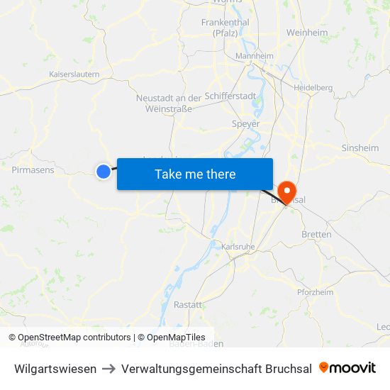 Wilgartswiesen to Verwaltungsgemeinschaft Bruchsal map