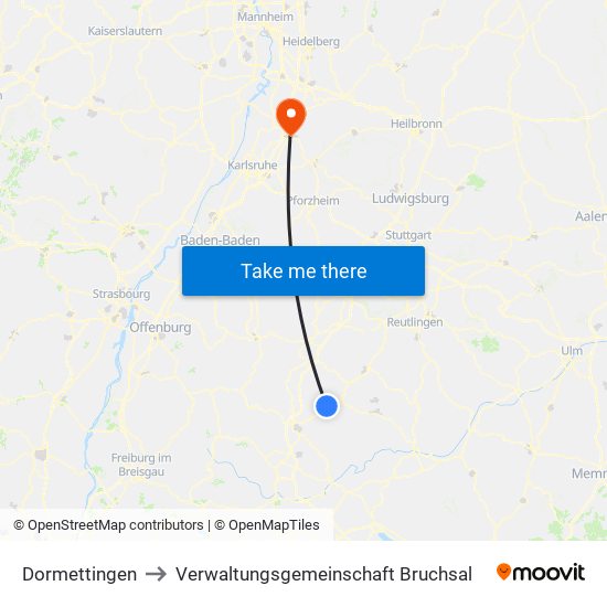 Dormettingen to Verwaltungsgemeinschaft Bruchsal map