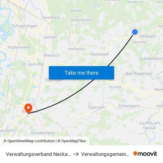 Verwaltungsverband Neckargerach-Waldbrunn to Verwaltungsgemeinschaft Bruchsal map