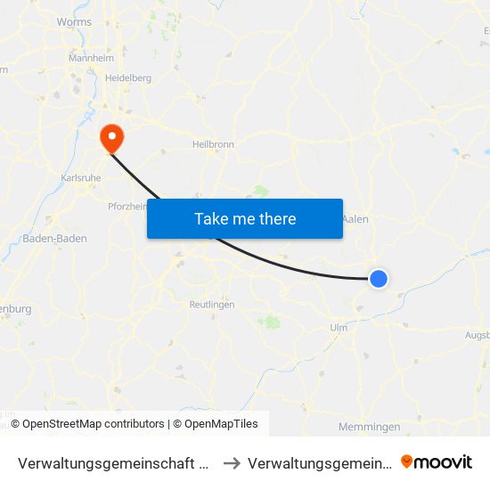 Verwaltungsgemeinschaft Giengen An Der Brenz to Verwaltungsgemeinschaft Bruchsal map