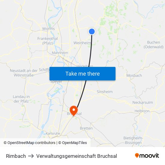 Rimbach to Verwaltungsgemeinschaft Bruchsal map