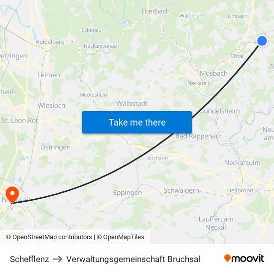 Schefflenz to Verwaltungsgemeinschaft Bruchsal map