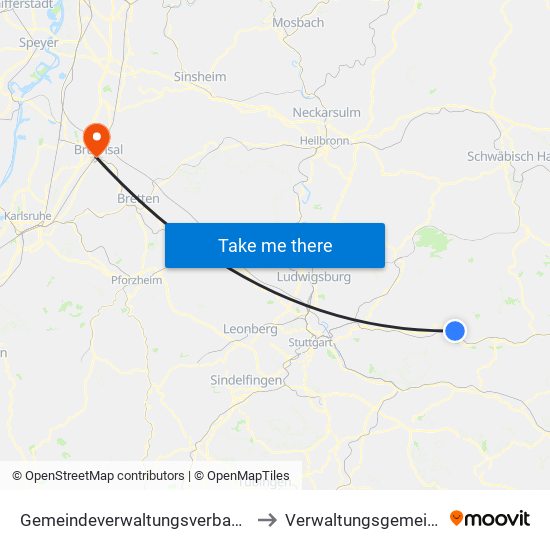 Gemeindeverwaltungsverband Plüderhausen-Urbach to Verwaltungsgemeinschaft Bruchsal map