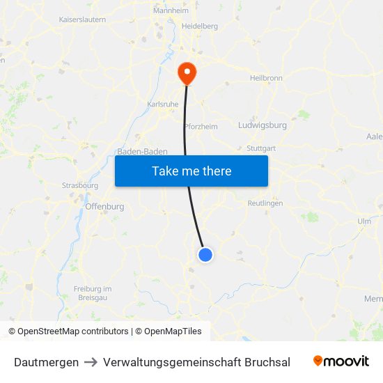 Dautmergen to Verwaltungsgemeinschaft Bruchsal map