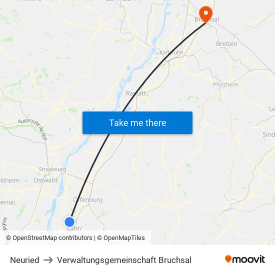 Neuried to Verwaltungsgemeinschaft Bruchsal map