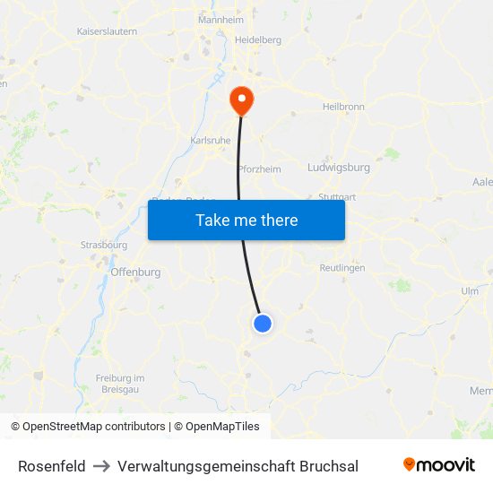 Rosenfeld to Verwaltungsgemeinschaft Bruchsal map