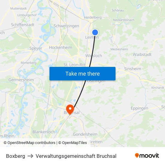 Boxberg to Verwaltungsgemeinschaft Bruchsal map