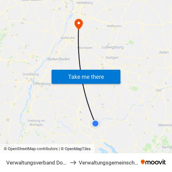 Verwaltungsverband Donau-Heuberg to Verwaltungsgemeinschaft Bruchsal map