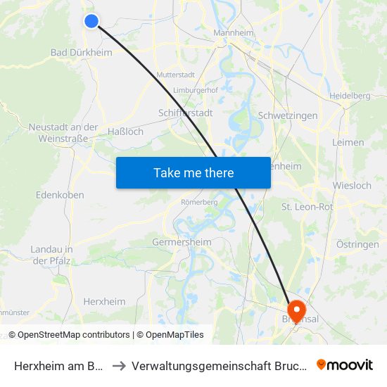 Herxheim am Berg to Verwaltungsgemeinschaft Bruchsal map