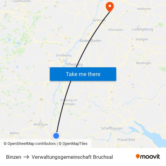 Binzen to Verwaltungsgemeinschaft Bruchsal map