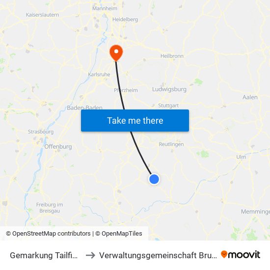 Gemarkung Tailfingen to Verwaltungsgemeinschaft Bruchsal map