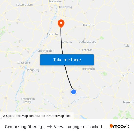 Gemarkung Oberdigisheim to Verwaltungsgemeinschaft Bruchsal map