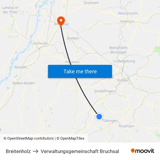 Breitenholz to Verwaltungsgemeinschaft Bruchsal map