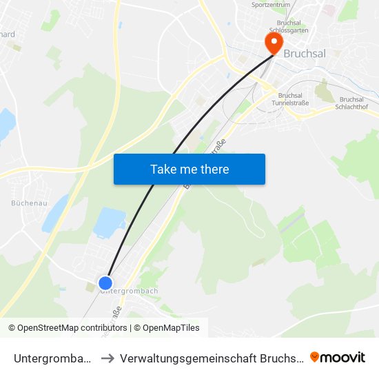 Untergrombach to Verwaltungsgemeinschaft Bruchsal map