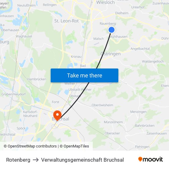 Rotenberg to Verwaltungsgemeinschaft Bruchsal map