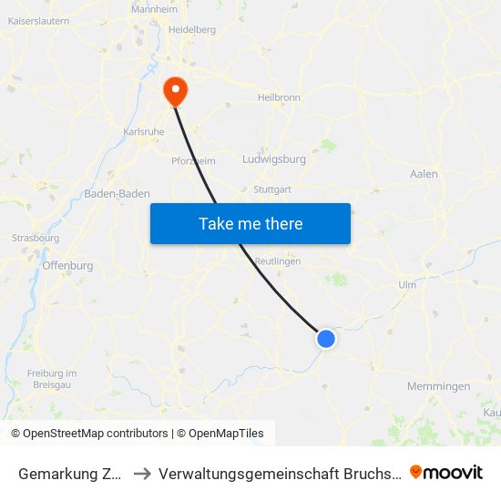 Gemarkung Zell to Verwaltungsgemeinschaft Bruchsal map