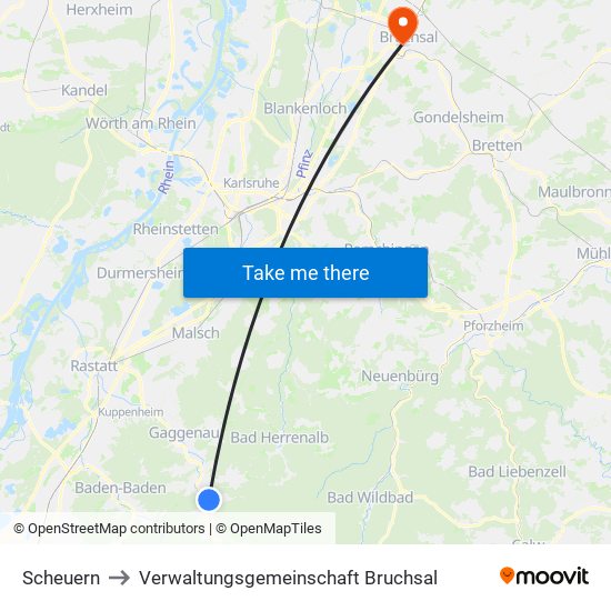 Scheuern to Verwaltungsgemeinschaft Bruchsal map