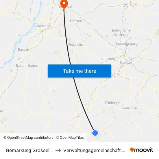 Gemarkung Grosselfingen to Verwaltungsgemeinschaft Bruchsal map