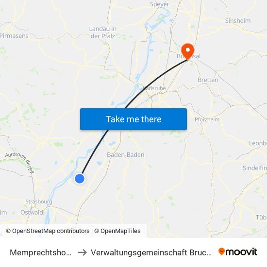 Memprechtshofen to Verwaltungsgemeinschaft Bruchsal map