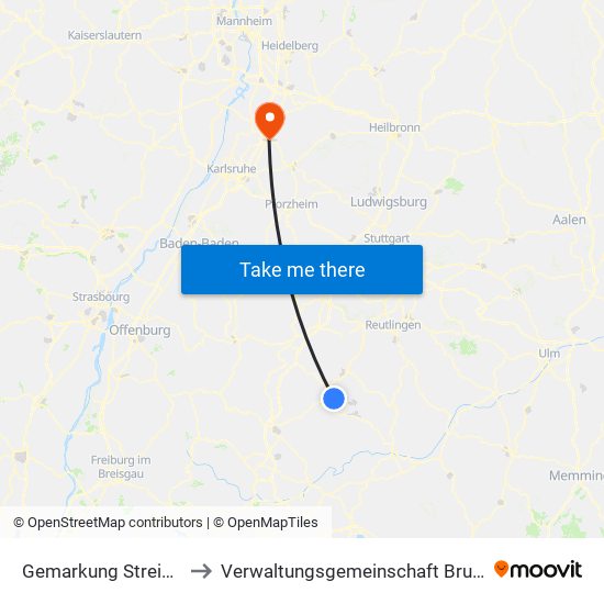 Gemarkung Streichen to Verwaltungsgemeinschaft Bruchsal map