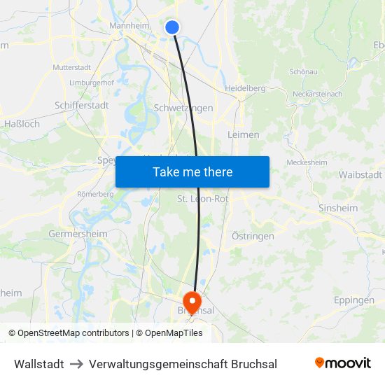 Wallstadt to Verwaltungsgemeinschaft Bruchsal map