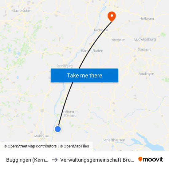 Buggingen (Kernort) to Verwaltungsgemeinschaft Bruchsal map