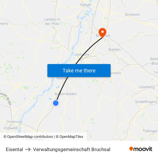 Eisental to Verwaltungsgemeinschaft Bruchsal map