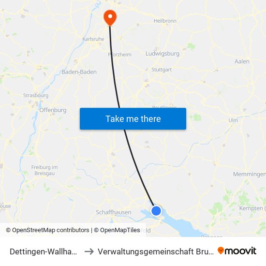 Dettingen-Wallhausen to Verwaltungsgemeinschaft Bruchsal map