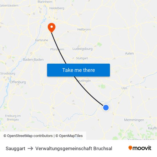 Sauggart to Verwaltungsgemeinschaft Bruchsal map