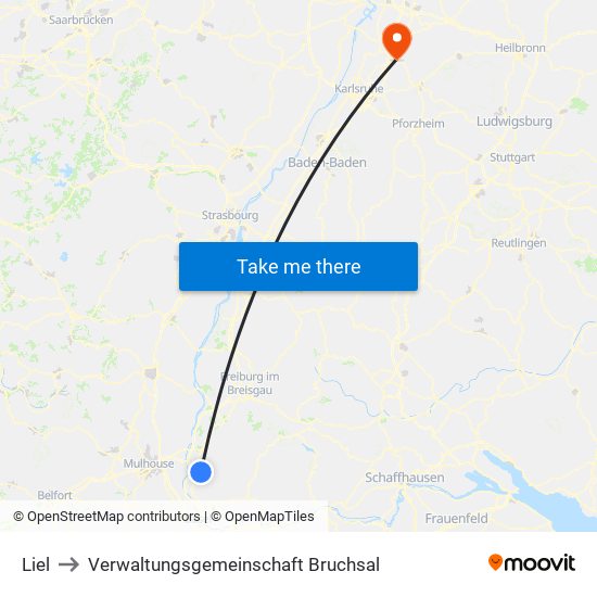 Liel to Verwaltungsgemeinschaft Bruchsal map