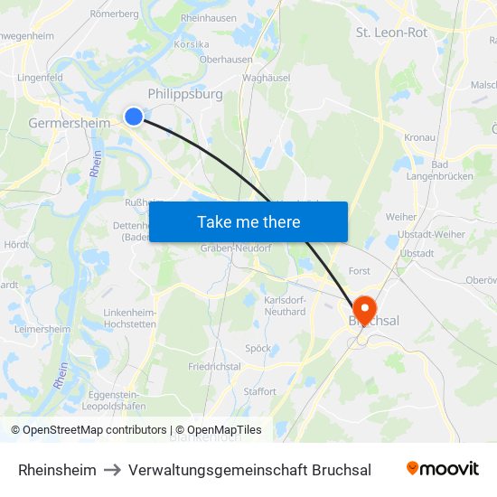 Rheinsheim to Verwaltungsgemeinschaft Bruchsal map