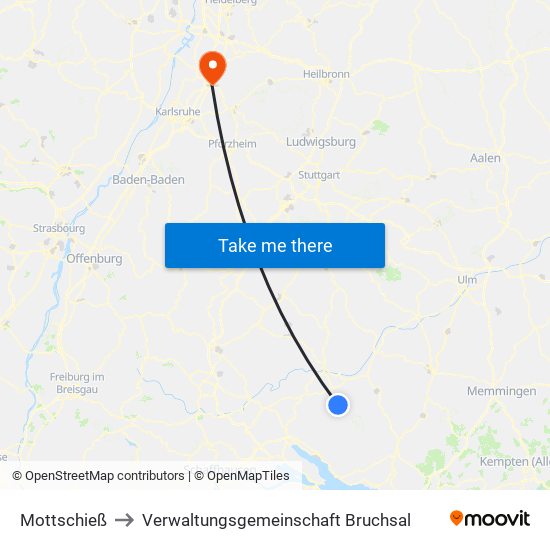 Mottschieß to Verwaltungsgemeinschaft Bruchsal map