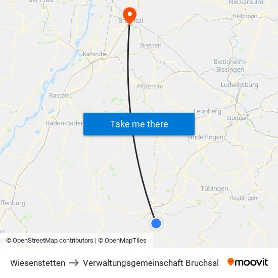 Wiesenstetten to Verwaltungsgemeinschaft Bruchsal map