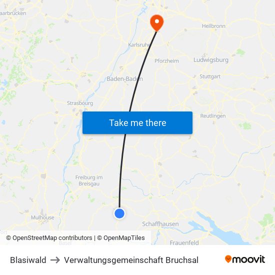 Blasiwald to Verwaltungsgemeinschaft Bruchsal map