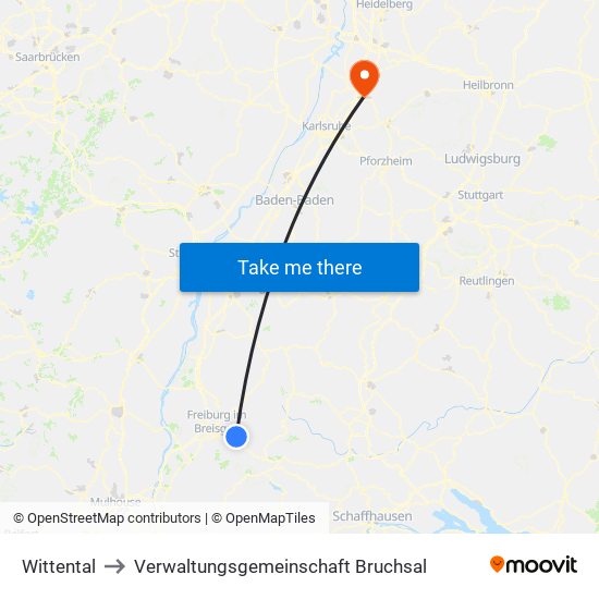 Wittental to Verwaltungsgemeinschaft Bruchsal map