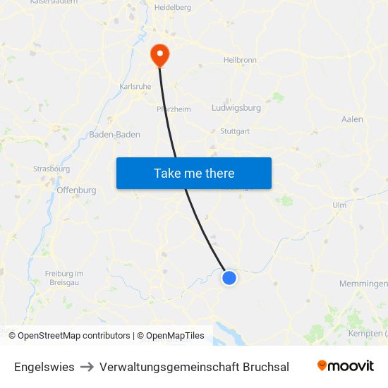 Engelswies to Verwaltungsgemeinschaft Bruchsal map