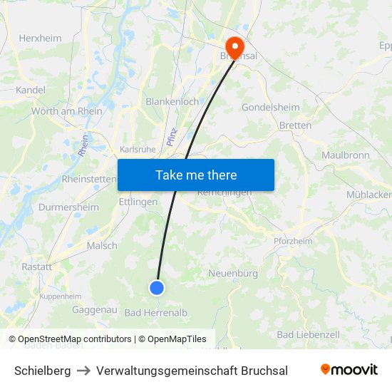 Schielberg to Verwaltungsgemeinschaft Bruchsal map