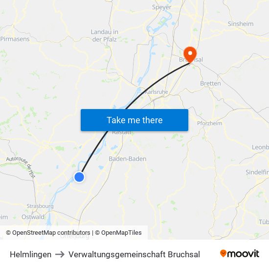 Helmlingen to Verwaltungsgemeinschaft Bruchsal map