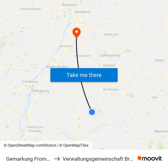 Gemarkung Frommern to Verwaltungsgemeinschaft Bruchsal map