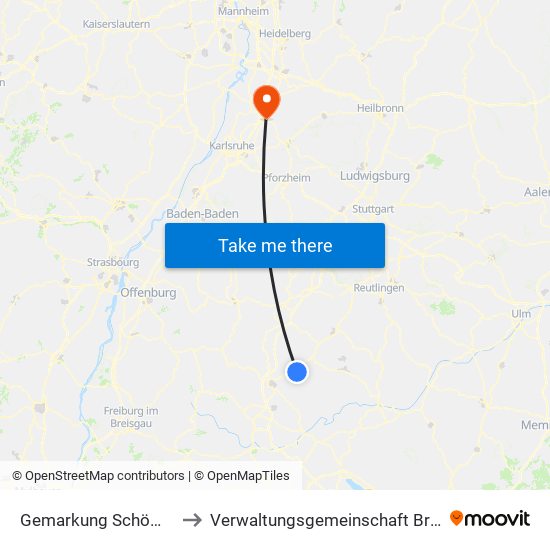 Gemarkung Schömberg to Verwaltungsgemeinschaft Bruchsal map