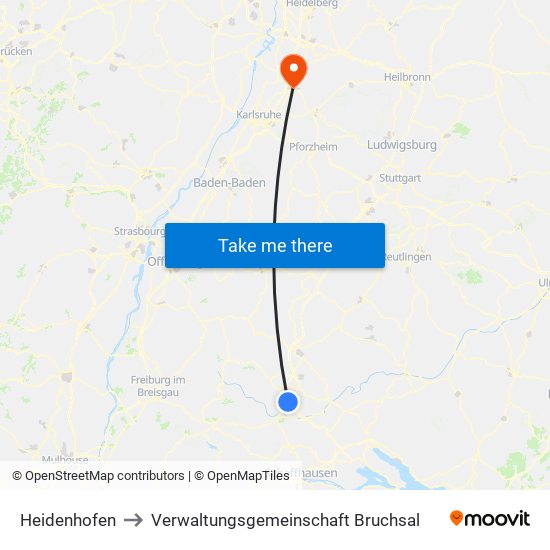 Heidenhofen to Verwaltungsgemeinschaft Bruchsal map