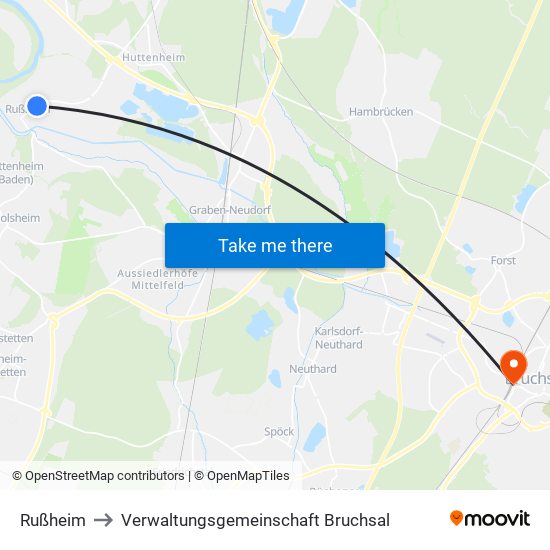 Rußheim to Verwaltungsgemeinschaft Bruchsal map