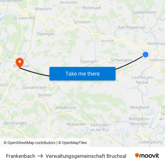 Frankenbach to Verwaltungsgemeinschaft Bruchsal map