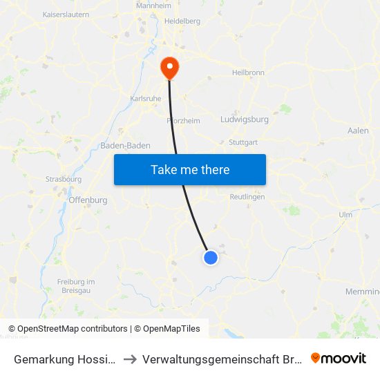 Gemarkung Hossingen to Verwaltungsgemeinschaft Bruchsal map