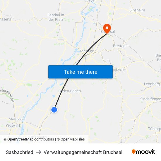 Sasbachried to Verwaltungsgemeinschaft Bruchsal map